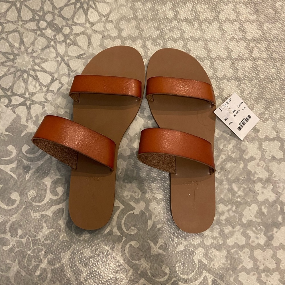 J.Crew Brown Leather Sandals - Size 8